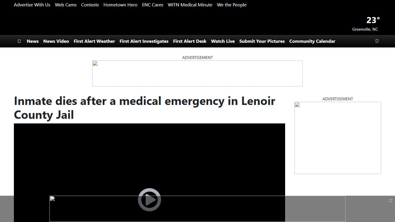 Inmate dies after a medical emergency in Lenoir County Jail